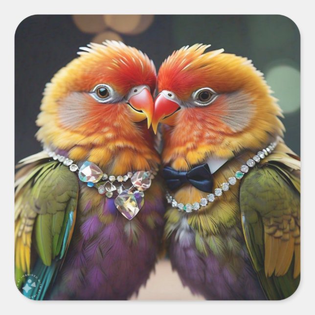 Liebesvogel Quadratischer Aufkleber (Vorderseite)