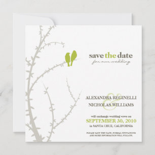 Liebesvögel Rettet-das-Datum-Ankündigung (limette) Save The Date