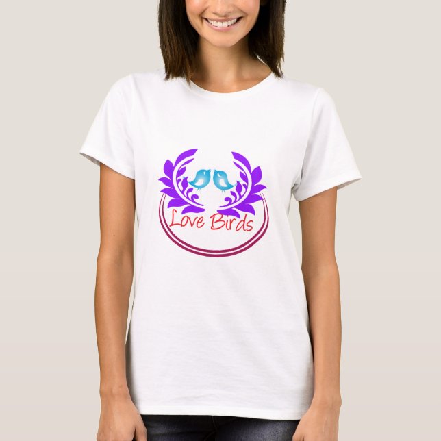 Liebesvögel - Romantische Natur Inspiriert T-Shirt (Vorderseite)