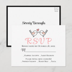 Liebesvögel Rosa Liebesvögel Schwarz Hochzeit RSVP Postkarte