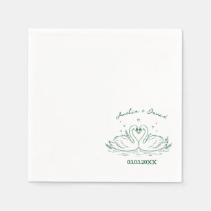 Liebesvogel-Schwäne Handgezeichnete Servietten, Pe Serviette