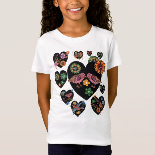 Liebesvögel Skandinavische Volkskunst Kunst T-Shirt