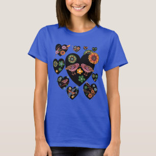 Liebesvögel Skandinavische Volkskunst Kunst T-Shirt