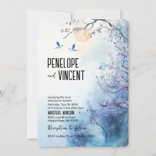 Liebesvögel und Kirschblüte Einladung