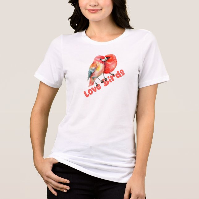 Liebesvögel Valentinstag Tri-Blend Shirt (Vorderseite)
