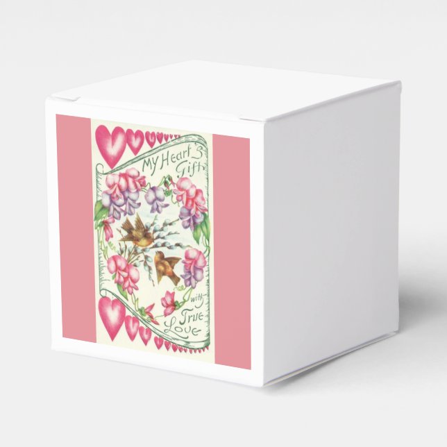 Liebesvögel Vintag Valentinstag Leckerei Box Geschenkschachtel (Vorderseite)