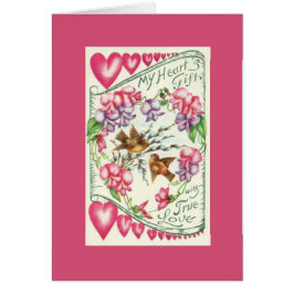 Liebesvögel Vintag Valentinstag Rosa Karte