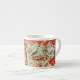 Liebesvögel Vintage Antike Herz Espressotasse