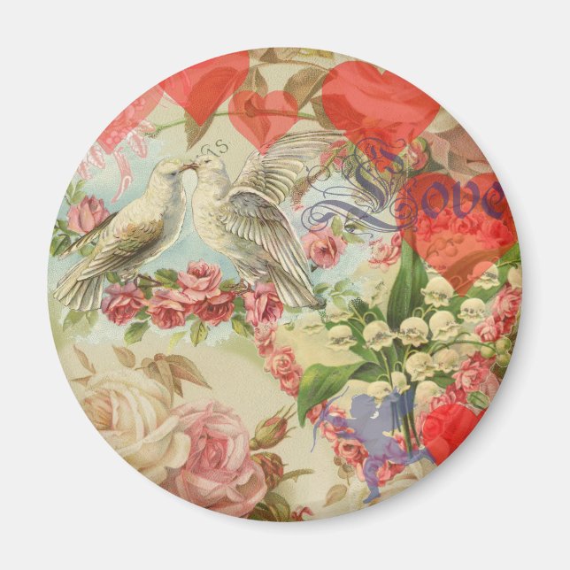 Liebesvögel Vintage antike Liebe Magnet (Vorne)