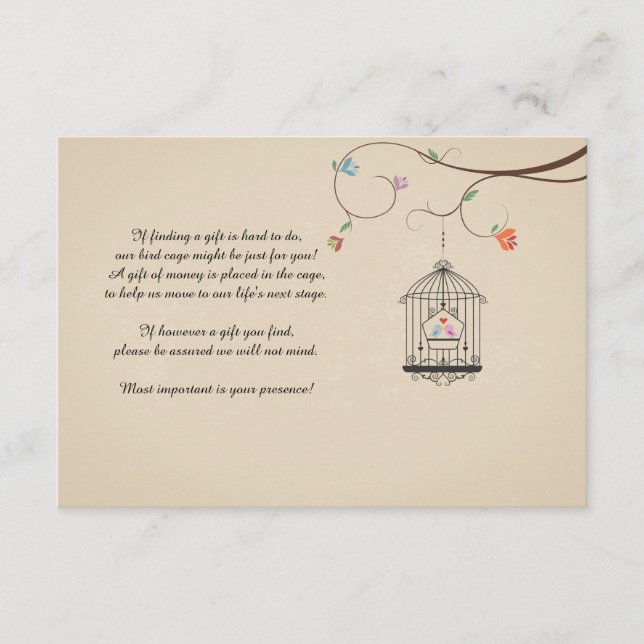 Liebesvögel wollen Vogelkäfig-Karten Hinweiskarte (Vorderseite)
