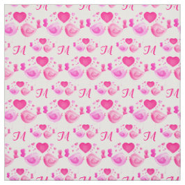 Liebesvögel zeichnen monogramm-rosa Wiederholungsm Stoff