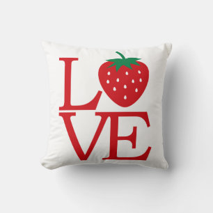 Liebeswort Kunst Erdbeerrot Valentinstag Kissen