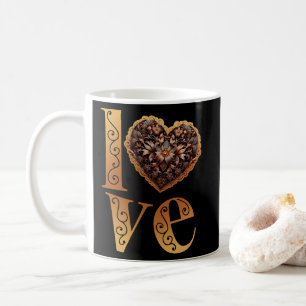 Liebeswort mit romantischer Filigran-Rosaherz Kaffeetasse