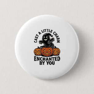 Liebeszauber-Geist Vintage Halloween-Kürbis-Kunst_ Button