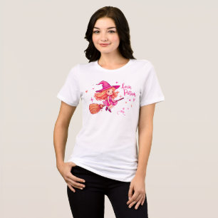Liebeszauber-Hexen-T-Shirt Süßes rosa Halloween- Tri-Blend Shirt