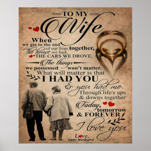 Liebeszitat für Ehefrau   Geschenk für die Wohnung Poster