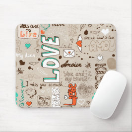 Liebeszitate-Doodle-Muster Mousepad