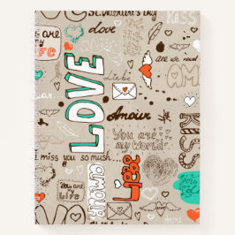Liebeszitate-Doodle-Muster Notizbuch