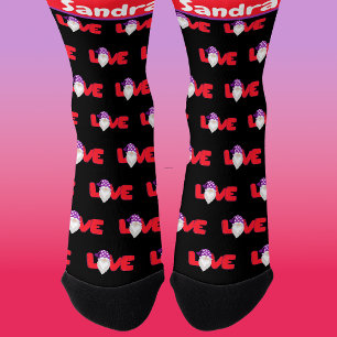 Liebeszwerg schwarze und rote Herzballons Socken