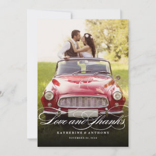 Liebeund Dank-romantische Skriptchic-Foto-Hochzeit Dankeskarte