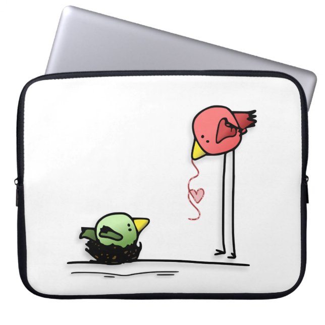Liebevogelherz-Cartoonbaby-Familienwurm Laptopschutzhülle (Vorderseite)