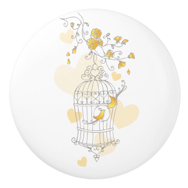Liebevogelherz-Kunsttürknauf des Birdcage zwei Keramikknauf (Vorderseite)