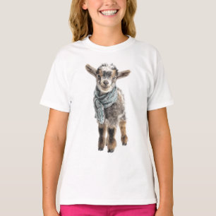 Liebevoll kuscheliges Schal Babyziege Kinder T-Shirt