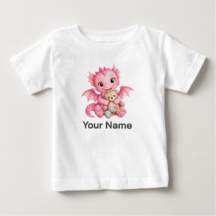 Liebevoll personalisierter rosa Teddy-Drache für B Baby T-shirt