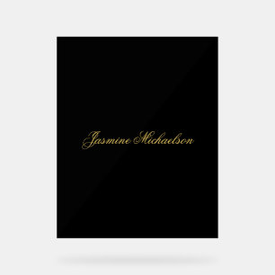 Liebevolle elegante Kalligrafie Name Schwarz & Gol Acrylschild