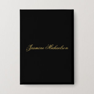 Liebevolle elegante Kalligrafie Name Schwarz & Gol Button