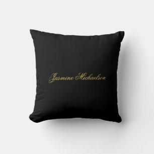 Liebevolle elegante Kalligrafie Name Schwarz & Gol Kissen