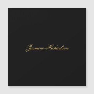 Liebevolle elegante Kalligrafie Name Schwarz & Gol Magnetkarte