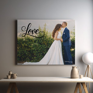 Liebevolle elegante Skript-Hochzeitsfoto-Wandkunst Leinwanddruck