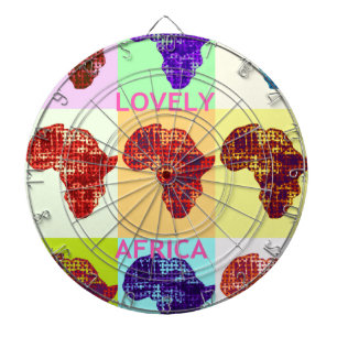 Liebevolle Farbige Afrika-Karte Pop-Art-Design Dartscheibe