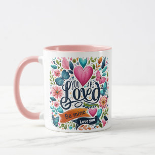 Liebevolle farbige Liebes-Typografie-Kaffeetasse Tasse