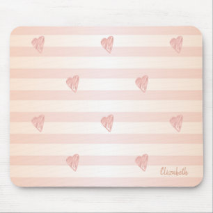Liebevolle Herzen, Streifen - Personalisiert Mousepad