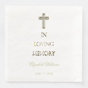 Liebevolle im Gedächtnis-Typografie-goldenen Kreu Serviette