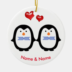 Liebevolle Pinguin-Paare zwei Männer Keramikornament