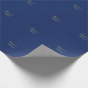 Liebevolle Schicke Kalligrafie-Paarnamen Blau & Go Geschenkpapier