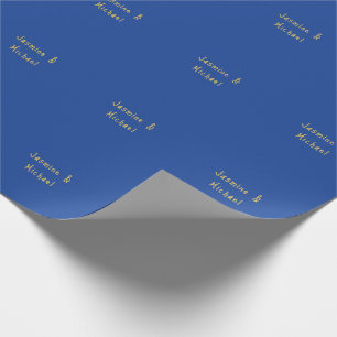 Liebevolle Schicke Kalligrafie-Paarnamen Blau & Go Geschenkpapier