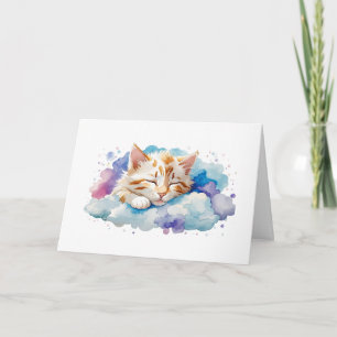 Liebevolle schlafende Tabby-Katzenbaby auf Wolken  Karte