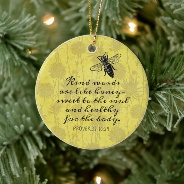 Liebevolle Worte wie Honigquote Keramik Ornament (Baum)