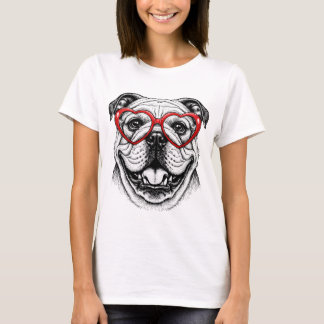 Liebevoller Bulldogge in roter Herzbrille - Liebli T-Shirt