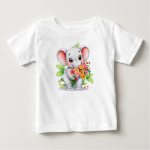 Liebevoller Elefanten-Blumenstrauß Baby- & Kinder- Baby T-shirt