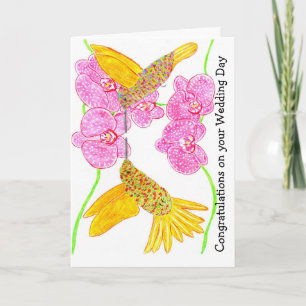 Liebevoller Hochzeitstag des Kolibris Karte