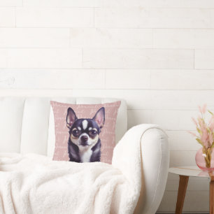 Liebevoller Maßgeschneiderter Chihuahua Rosa Wurfk Kissen