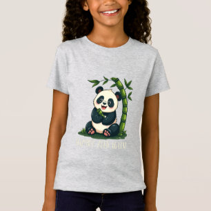 Liebevoller Panda umarmt Bambus Süße Cartoon-Kunst T-Shirt