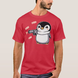 Liebevoller Pinguin mit Pistole und Herzen T-Shirt