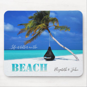 Liebevoller Strand, Palme, -Personalisiert Mousepad