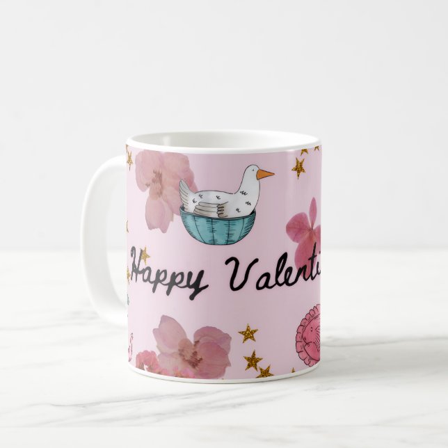 Liebevoller Valentinstag-Kaffeebecher Kaffeetasse (Vorderseite Links)